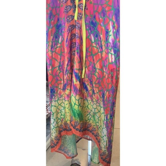 Celina womens Long high low dress one size cut out back multi vivid colo - Picture 6 of 9